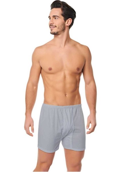 Erkek 3 Adet Nazar Yıldız Paçalı Boxer - Gri