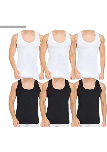 6'lı Erkek Atleti Siyah Beyaz