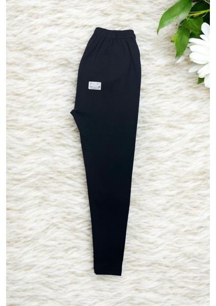 Unisex Siyah Kışlık Tayt Şardonlu Rahat Yumuşak Ağlı Kalın Içlik Tayt