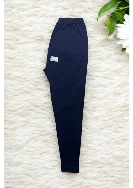 Çocuk Unisex Lacivert Kışlık Tayt Şardonlu Rahat Yumuşak Ağlı Kalın Içlik Tayt