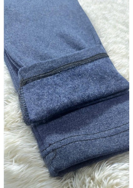 Unisex Mavi Kışlık Tayt Şardonlu Rahat Yumuşak Ağlı Kalın Içlik Tayt modelleri