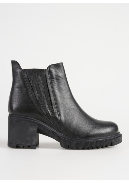 Deri Siyah Kadın Topuklu Bot BUL-250631