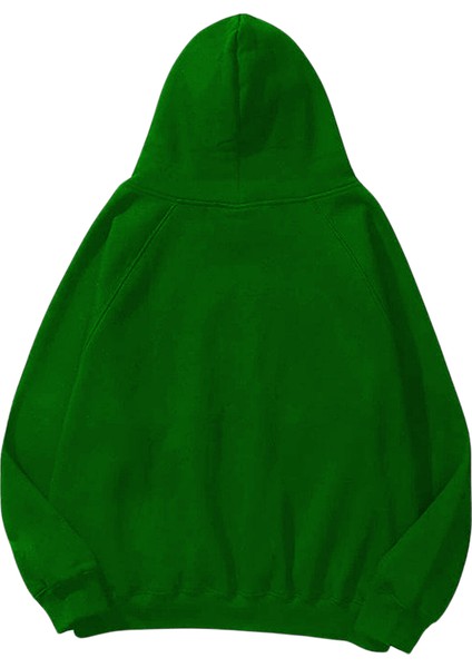 Kadın, Erkek Sweatshirt Oversize Demonsta Car Baskılı Kalın Yeşil Sevgili Sweatshirt