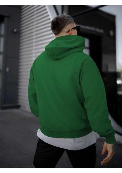 Kadın, Erkek Sweatshirt Oversize Great Generation Baskılı Kalın Yeşil Sevgili Sweatshirt