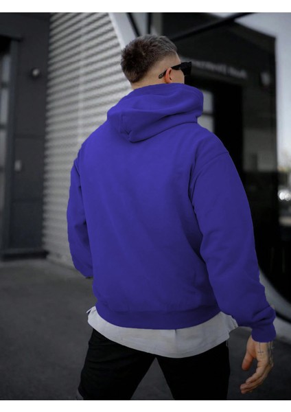 Kadın, Erkek Sweatshirt Oversize Zafere Giden Yol Baskılı Kalın Mor Sevgili Sweatshirt