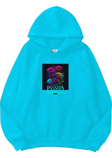 Mavi Sweatshirt Passion Baskılı Kalın Bebemavisi Sevgili Sweatshirt