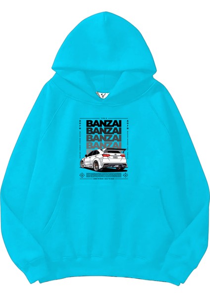 Mavi Sweatshirt Banzai Baskılı Kalın Bebemavisi Sevgili Sweatshirt