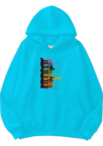 Mavi Sweatshirt Colorful Retro Keyboard Baskılı Kalın Bebemavisi Sevgili Sweatshirt