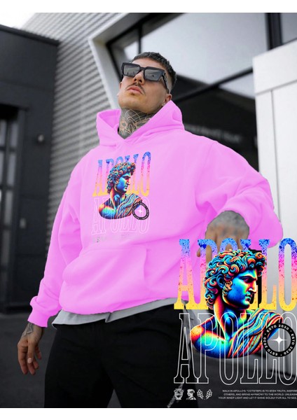 Kadın, Erkek Sweatshirt Apollo Yunan Tanrı Mitoloji Y2K Baskılı Kalın Pembe Sevgili Sweatshirt