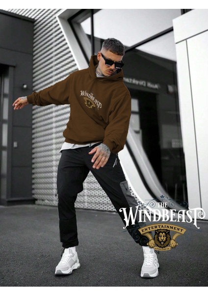 Kadın, Erkek Sweatshirt Windbeast Entertainment Ornament Baskılı Kahverengi Sevgili Sweatshirt