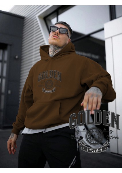 Kadın, Erkek Sweatshirt Oversize Varsity Tshirt Baskılı Kalın Kahverengi Sevgili Sweatshirt