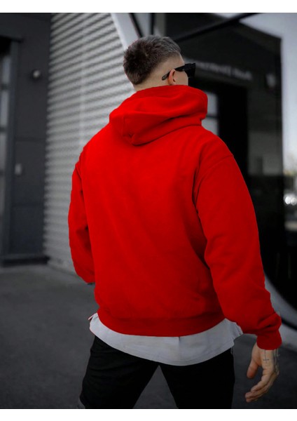 Kadın, Erkek Sweatshirt Oversize Illusions Y2K Aesthetic Baskılı Kalın Kırmızı Sevgili Sweatshirt