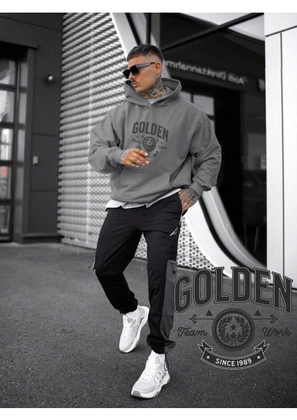 Kadın, Erkek Sweatshirt Oversize Varsity Tshirt Baskılı Kalın Gri Sevgili Sweatshirt