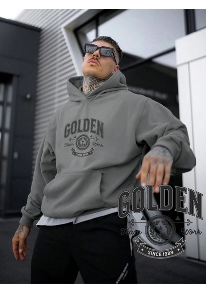 Kadın, Erkek Sweatshirt Oversize Varsity Tshirt Baskılı Kalın Gri Sevgili Sweatshirt