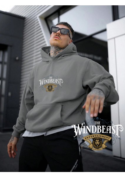 Kadın, Erkek Sweatshirt Windbeast Entertainment Ornament Baskılı Kalın Gri Sevgili Sweatshirt