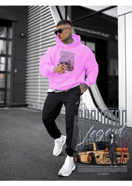 Kadın, Erkek Sweatshirt Oversize Shakotan Legend Baskılı Kalın Pembe Sevgili Sweatshirt