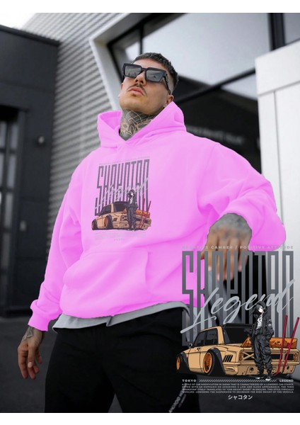 Kadın, Erkek Sweatshirt Oversize Shakotan Legend Baskılı Kalın Pembe Sevgili Sweatshirt