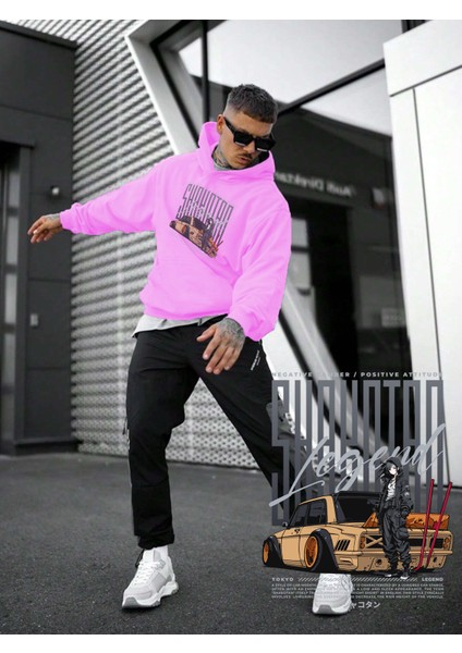 Kadın, Erkek Sweatshirt Oversize Shakotan Legend Baskılı Kalın Pembe Sevgili Sweatshirt