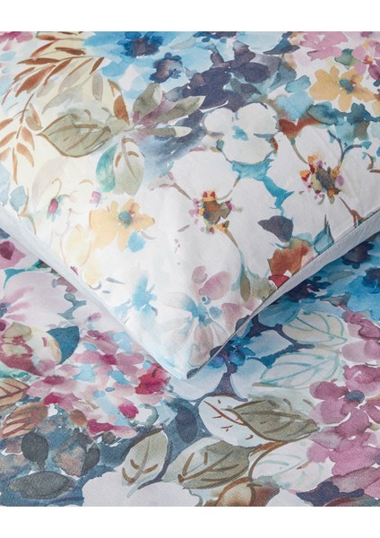 Floral Happiness Dijital Baskılı Soft Cotton Çift Kişilik Nevresim Takımı 200X220 cm Pembe - Mavi indirimleri