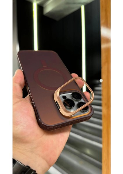 iPhone 11 Kılıf Kamera Açılır Standlı Magsafe Wireless Hologramlı Parlak Renkli 3D Yansımalı Mat Buz