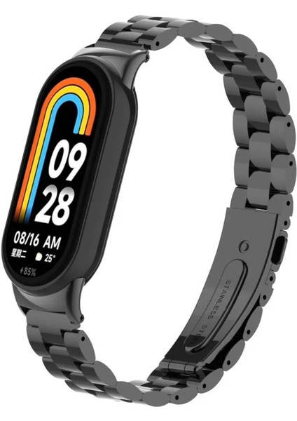 Xiaomi Mi Band 8 Saat Kordonu Metal Renkli Parlak Bakla Işlemeli Kırılmaz Paslanmaz Rengi Solmaz Lüx