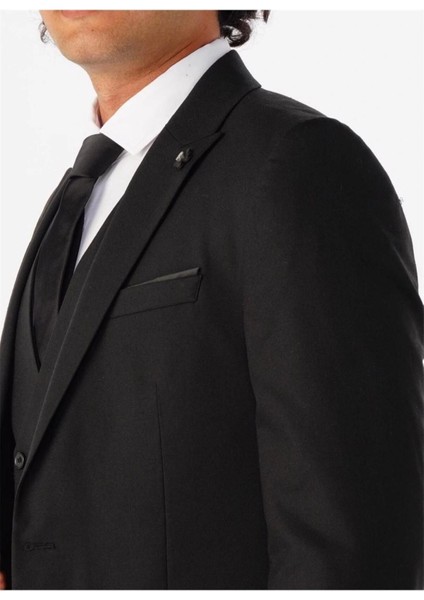 Slim Kalıp Düz Yelekli Takım Elbise modelleri