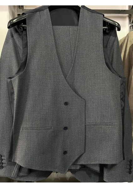 Slim Fit 6 Drop Yelekli (Çıtır Desenli) Takım Elbise fiyatları