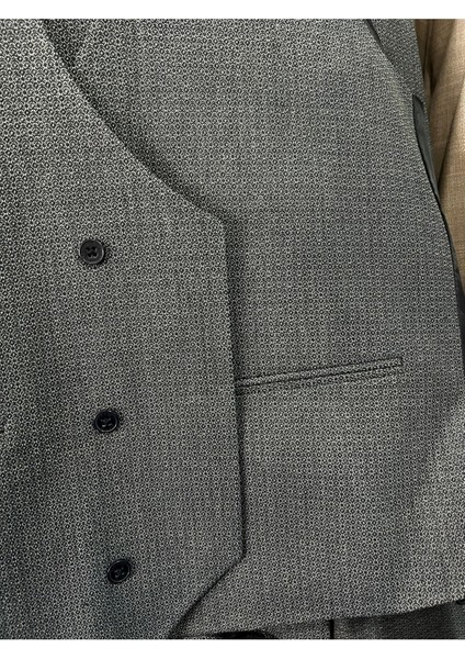 Slim Fit 6 Drop Yelekli (Çıtır Desenli) Takım Elbise modelleri