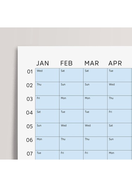 2025 Yıllık Takvim Planlayıcı, Planlayıcı Duvar Takvimi, Pastel Mavi Renk fiyatları