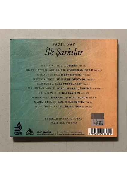 Fazıl Say Ilk Şarkılar CD (Orjnal Dönem Baskı Cd)