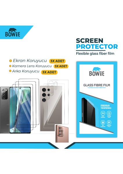 Samsung Galaxy A13 için full kaplama ön arka kamera nano tempered ekran koruyucu 3 adet set