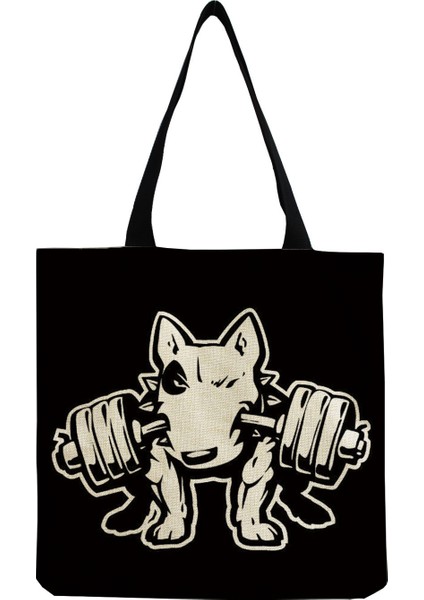 Couples1 Çok Fonksiyonlu Taşınabilir Alışveriş Çantası Moda Kadın Plaj Çantası Komik Bulldog Baskı Tote Çanta (Yurt Dışından)