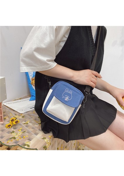 Couples1 Kanvas Küçük Çanta Kadın Yaz Yeni Kore Japon Sevimli Tek Omuz Crossbody Çanta Kore Ins Kız Basit Öğrenci (Yurt Dışından)