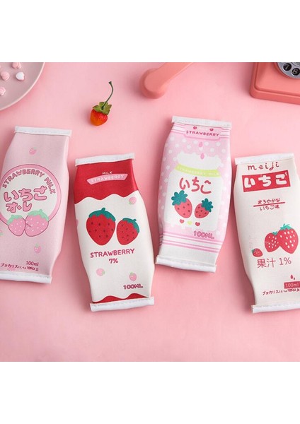 Couples1 1 Adet Büyük Kapasiteli Pu Kawaii Çilekli Süt Kalem Kutusu Kızlar Kalem Kutusu Çantası Okul Kırtasiye Escolar Çocuk Doğum Günü Hediyesi (Yurt Dışından)