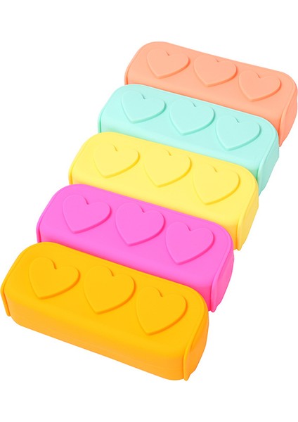 Couples1 Aşk Kırtasiye Çantası Silikon Kalem Kutusu Uygun Saklama Çantası Kalp Şeklinde Macaron Yıkanabilir Silikon Kırtasiye Çantası (Yurt Dışından)