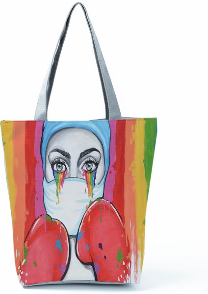 Couples1 Hemşire Kalp Diş Işareti Özelleştirilmiş Eco Shopper Kadın Çantası Rahat Seyahat Çantası Omuz Çantası Polyester Tote Çanta Estetik (Yurt Dışından)