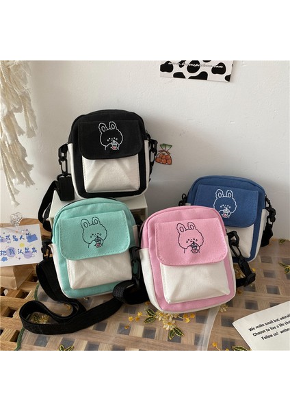 Couples1 Kanvas Küçük Çanta Kadın Yaz Yeni Kore Japon Sevimli Tek Omuz Crossbody Çanta Kore Ins Kız Basit Öğrenci (Yurt Dışından)