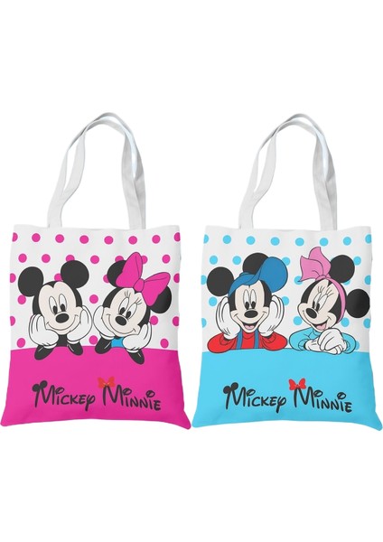 Couples1 Mickey Mouse Donald Duck Öğrenci Kanvas Kadın Omuz Taşınabilir Çok Yönlü Basit Edebi Alışveriş Kanvas Çanta (Yurt Dışından)