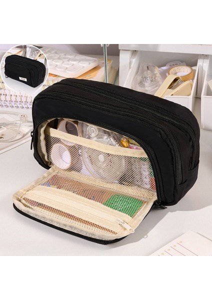 Couples1 Büyük Kapasiteli, Çok Katmanlı Bir Kalem Kutusu, Basit, Çok Işlevli Bir Öğrenci Kalem Kutusu ve Makyaj Saklama Çantası (Yurt Dışından) fırsatları