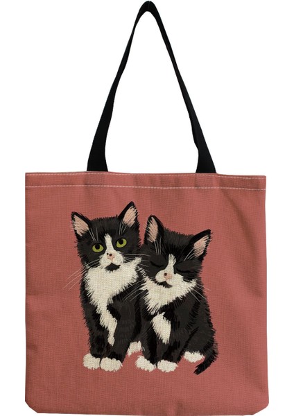 Couples1 Sevimli Kedi Günlüğü Boyama Tote Çanta Kızlar Için Kedi Kaleci Sanat Moda Seyahat Çantası Kadınlar Için Rahat Eko Alışveriş Yüksek Kaliteli Katlanabilir Tote Çanta (Yurt Dışından)