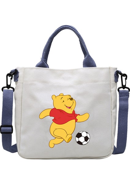 Couples1 Karikatür Desen Ayı Kanvas Çanta Öğrenci Omuz Çantası Crossbody Çanta Çıkarılabilir Omuz Askısı Çanta Tote Çanta (Yurt Dışından)