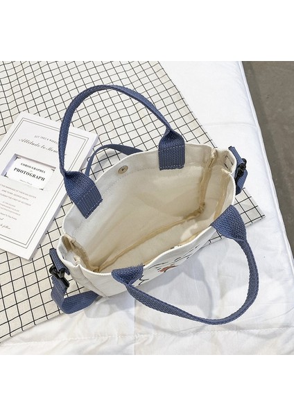 Couples1 Karikatür Desen Ayı Kanvas Çanta Öğrenci Omuz Çantası Crossbody Çanta Çıkarılabilir Omuz Askısı Çanta Tote Çanta (Yurt Dışından)