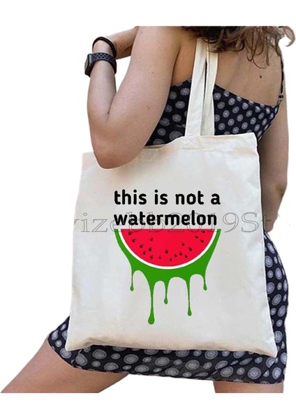 Couples1 Bu Bir Karpuz Değil Kanvas Tote Çanta Büyük Kapasiteli Seyahat Alışveriş Süpermarket Çantası Moda Basit Omuz Çantası Organizatör (Yurt Dışından)