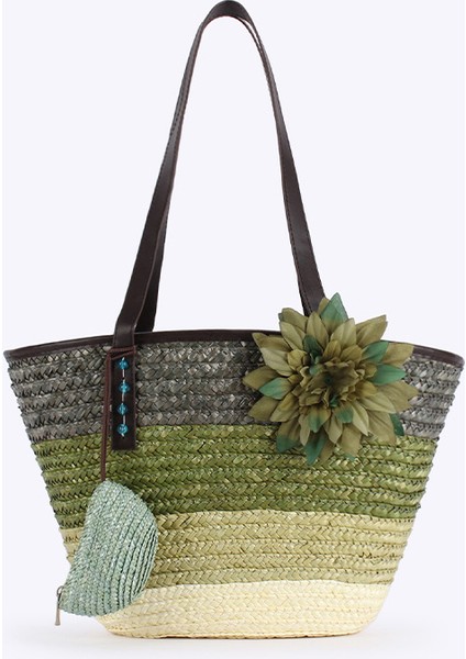 Couples1 Yeni Kore Tarzı Niş Moda Hasır Dokuma Anne Çantası El Yapımı Dokuma Çanta Büyük Çiçek Omuz Çantası Plaj Çantası (Yurt Dışından)