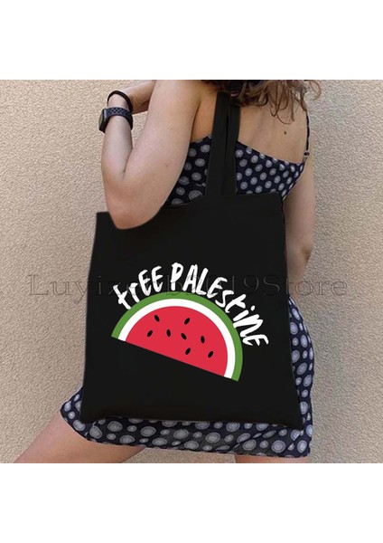 Couples1 Bu Bir Karpuz Değil Kanvas Tote Çanta Büyük Kapasiteli Seyahat Alışveriş Süpermarket Çantası Moda Basit Omuz Çantası Organizatör (Yurt Dışından)