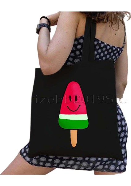 Couples1 Bu Bir Karpuz Değil Kanvas Tote Çanta Büyük Kapasiteli Seyahat Alışveriş Süpermarket Çantası Moda Basit Omuz Çantası Organizatör (Yurt Dışından)