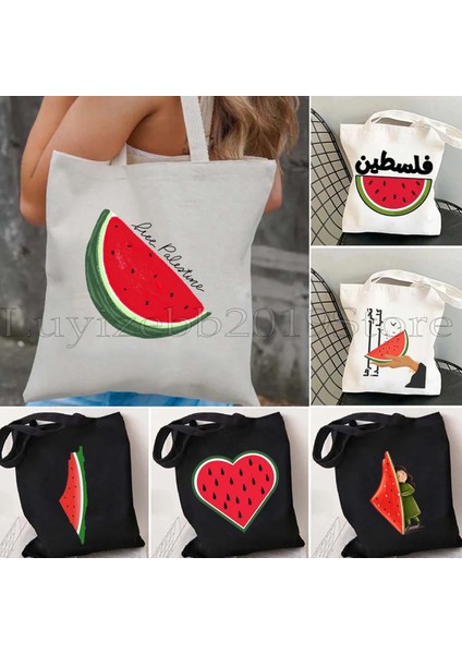 Couples1 Bu Bir Karpuz Değil Kanvas Tote Çanta Büyük Kapasiteli Seyahat Alışveriş Süpermarket Çantası Moda Basit Omuz Çantası Organizatör (Yurt Dışından)