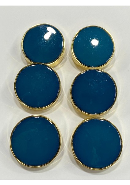 Kaban Kürk Manto Düğmesi / Italyan Düğme 6 Lı Set / Gold Petrol Mavis 2,7 cm /M009