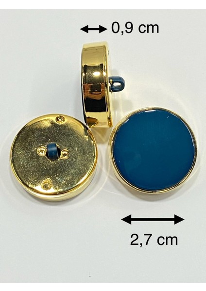 Kaban Kürk Manto Düğmesi / Italyan Düğme 6 Lı Set / Gold Petrol Mavis 2,7 cm /M009 modelleri