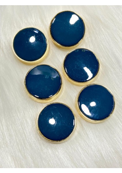 Kaban Kürk Manto Düğmesi / Italyan Düğme 6 Lı Set / Gold Petrol Mavis 2,7 cm /M009 fırsatları